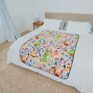 Nickelodeon Cartoon Collage Fleece Throw Blanket | Soft Polyester Cover For Sofa, Bed | 45 x 60 Inches