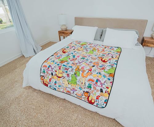 Nickelodeon Cartoon Collage Fleece Throw Blanket | Soft Polyester Cover For Sofa, Bed | 45 x 60 Inches