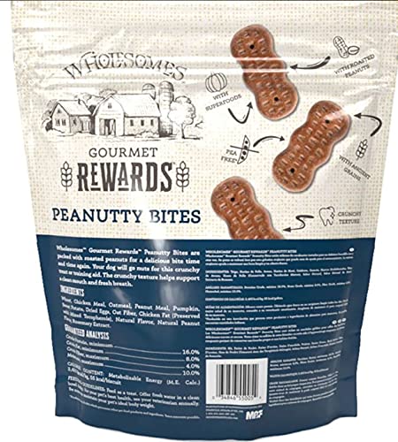 moofin SPORTMiX Wholesomes Gourmet Peanutty Bites, 3 lb - Crunchy Dog Biscuits with Peanut Butter, Oats & Honey, Bundle SS Pet Training Whistle Bundle - Nutritious Snack, Resealable Bag (2-Pack)