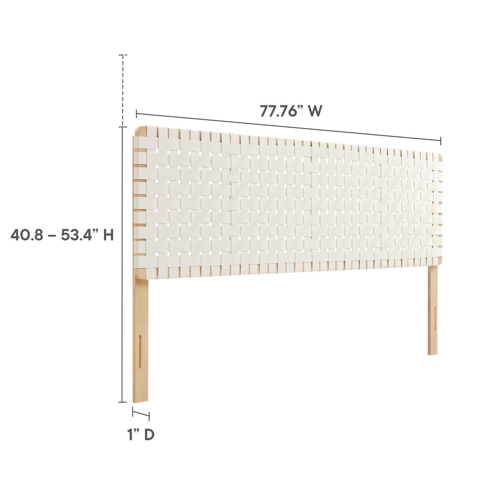 Modway Sparta Vegan Leather Weave King Headboard in Natural Beige Faux Leather King Headboard Only, Height Adjustable Headboard, Freestanding Headboard for Primary Bedroom or Guest Room