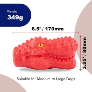 TSPRO Dinosaur Dog Chew Toys Interactive Dog Toy for Pets Increases IQ, Natural Rubber Dog Toys Squeaky for Teeth Cleaning and Training, for Aggressive Chewers （Dinosaur Red）