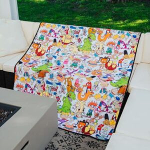 Nickelodeon Cartoon Collage Fleece Throw Blanket | Soft Polyester Cover For Sofa, Bed | 45 x 60 Inches