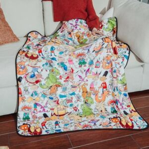 Nickelodeon Cartoon Collage Fleece Throw Blanket | Soft Polyester Cover For Sofa, Bed | 45 x 60 Inches