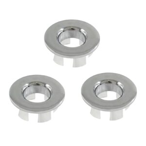 Aracombie Brushed Nickel Sink Overflow Ring, Kitchen Bathroom Sink Hole Round Overflow Cover with Kitchen Bathroom Basin Trim Bath Chrome Overflow Cover Rings Insert in Hole Spares - 3 Pack