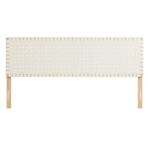 Modway Sparta Vegan Leather Weave King Headboard in Natural Beige Faux Leather King Headboard Only, Height Adjustable Headboard, Freestanding Headboard for Primary Bedroom or Guest Room