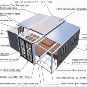 Expandable prefabricated Home Mobile, Prefab House for Hotel, Booth, Office, Guard House, Workshop - Efficient and Versatile Living Solution (20FT*40FT)