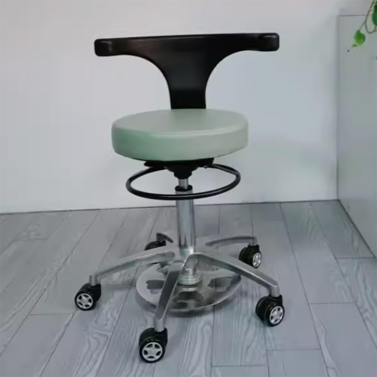 SFKLYU Dental Stool Dentist Chair PU Leather Assistant Stool Chair Height Adjustable Doctor Chair Stool with Backrest 360 Degree Manual Lifting,B