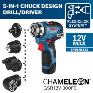 Bosch GXL12V-270B22-RT 12V MAX Brushless Lithium-Ion Cordless Starlock Oscillating Multi-Tool and Chameleon Drill Driver with 5-in-1 Flexiclick System Combo Kit (Renewed)