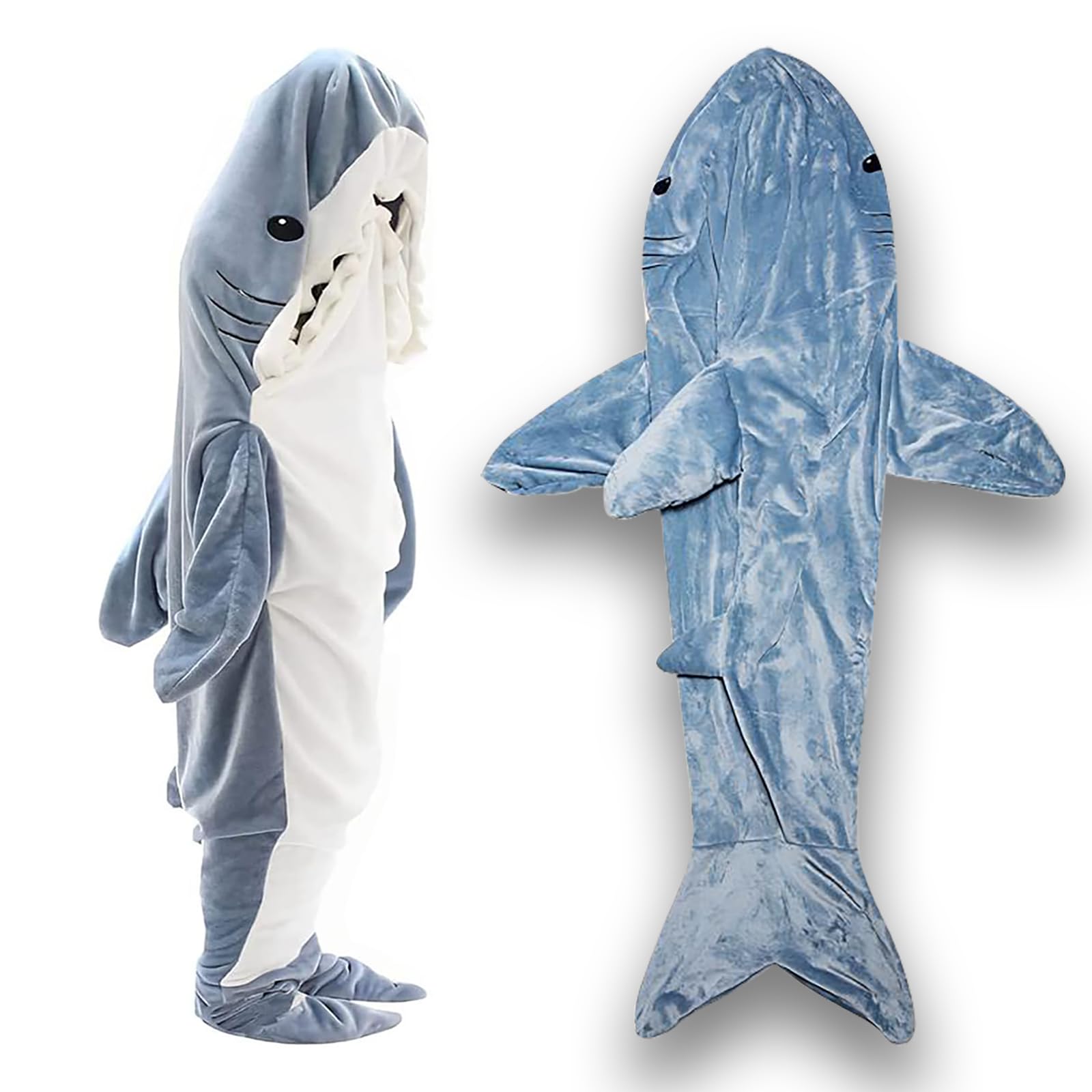 Fancemot Shark Blanket for Kids, Shark Blanket Hoodie Soft Cozy, Shark Blanket Onesie Flannel, Wearable Shark Blanket