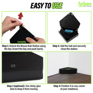 Mouse Bait Stations for Mice Outdoor & Indoor with Keys Fully Safety Design and Key Required Keeps Child and Dog Safe, Tamper-Proof, Weatherproof, Refillable & Reusable, Only for Small Mice, 6 Pack