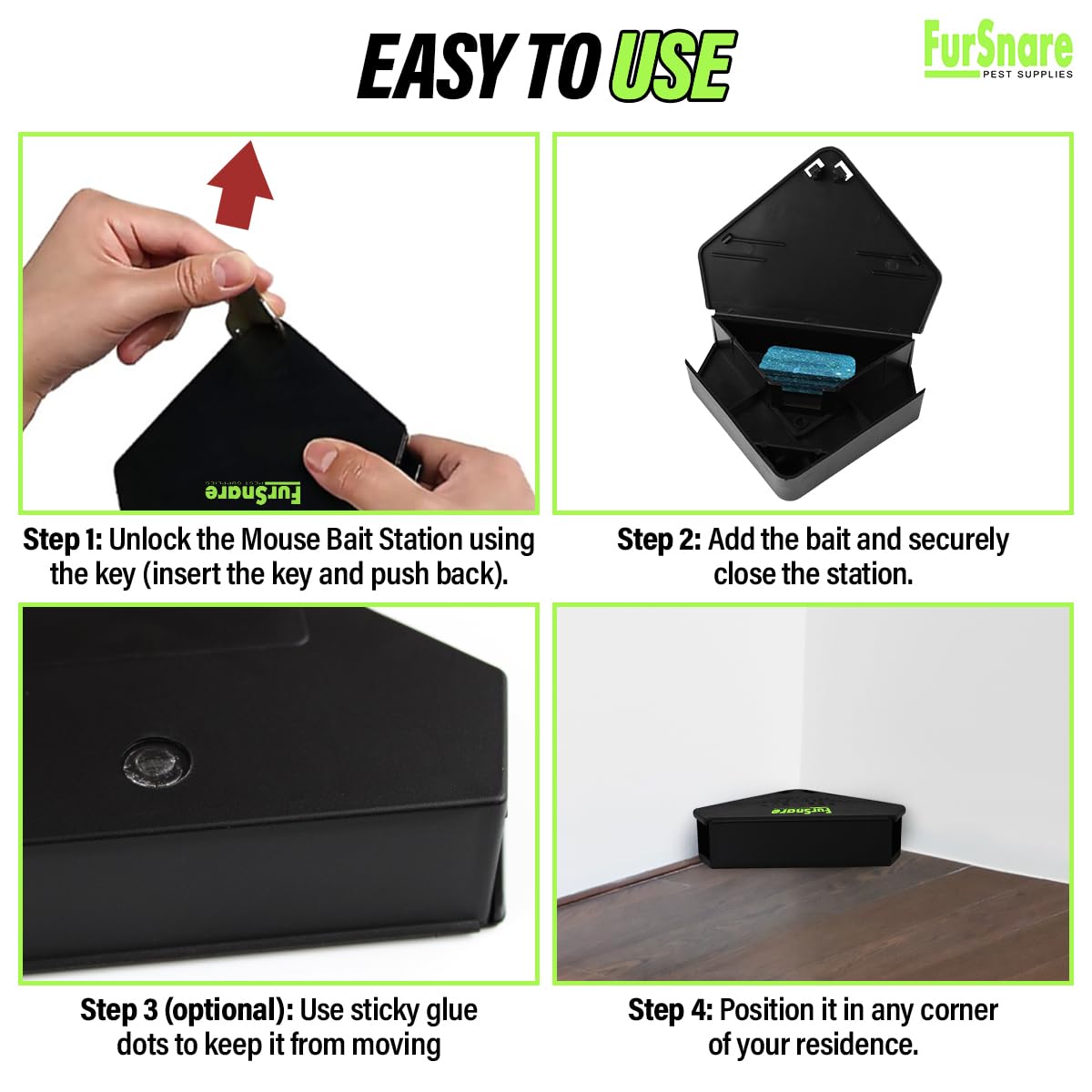 Mouse Bait Stations for Mice Outdoor & Indoor with Keys Fully Safety Design and Key Required Keeps Child and Dog Safe, Tamper-Proof, Weatherproof, Refillable & Reusable, Only for Small Mice, 6 Pack