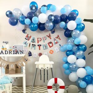 Blue Balloons Set, 60 Pack 12 Inches Metallic Chrome Blue Balloons Navy Blue Latex Balloons Light Blue Confetti Balloons for Boys Man Birthday, Baby Shower, Wedding Party Decorations