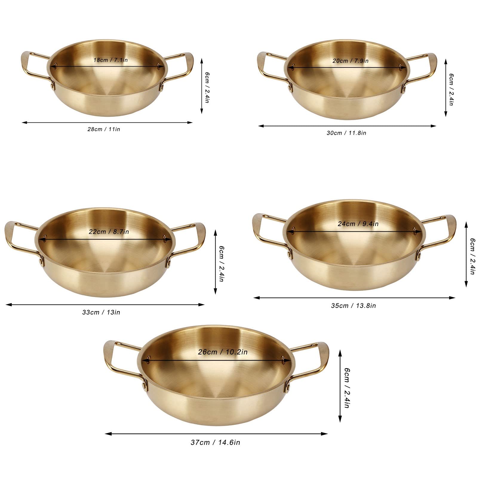 Gold Korean Ramen Pot, Stainless Steel Noodle Pot Portable Kitchen Cooking Pot for Household(26CM)