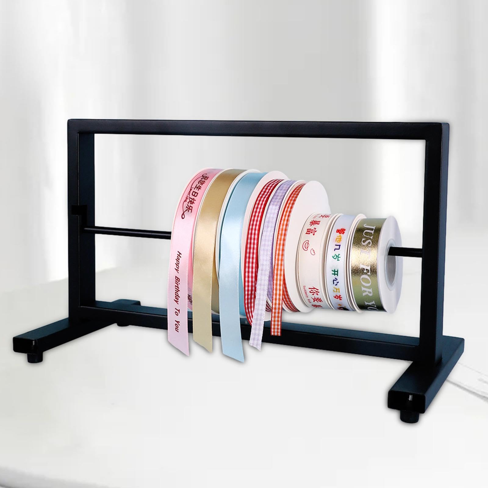 Ribbon Organizer Ribbon Storage Rack Sewing Thread Holder Metal Ribbon Roll Holder for Flower Store Necklaces Scarf Towel, 1 Tier