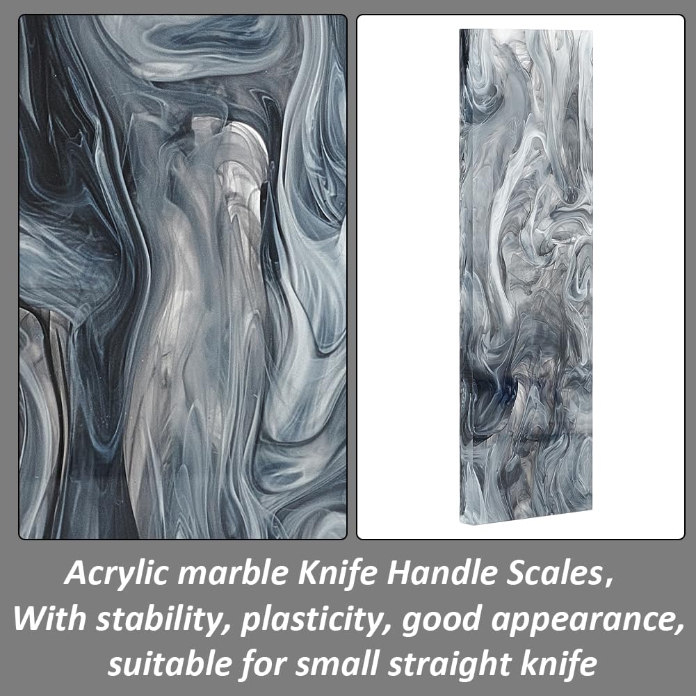 MAYJOYDIY 2pcs Marble Pattern Acrylic Knife Handle Scales Black Knife Grips Sheets Knife Scales Slabs Making Rectangle Knife Handle Tool 6.3×2×0.27inch for Knife Handle Making DIY Crafts