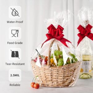 Jutieuo Clear Cellophane Wrap Roll | 100’Ft. Long X 34”In. Extra Wide | 2.5 Mil Thick Crystal Clear with Irregular White Dot | Bouquet, Baskets, Gifts, Crafts, Treats, Wrapping | Food Grade