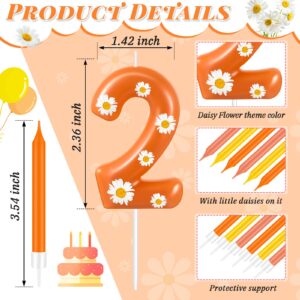 Flutesan 13 Pcs Birthday Candles Included 1 Pcs 2.4 x 1.3 Inches Daisy Flower Candle Birthday Candle and 12 Pcs Birthday Candles in Holders for Birthday Celebrations Party Decoration(Number 2)