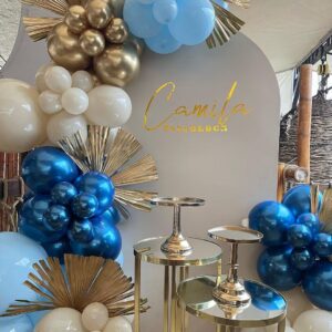 Blue Graduation Balloon Garland Arch Kit Metallic and Macaron Gold and Metallic for Birthday Party Decorations Wedding Bridal Baby Shower Ivory White