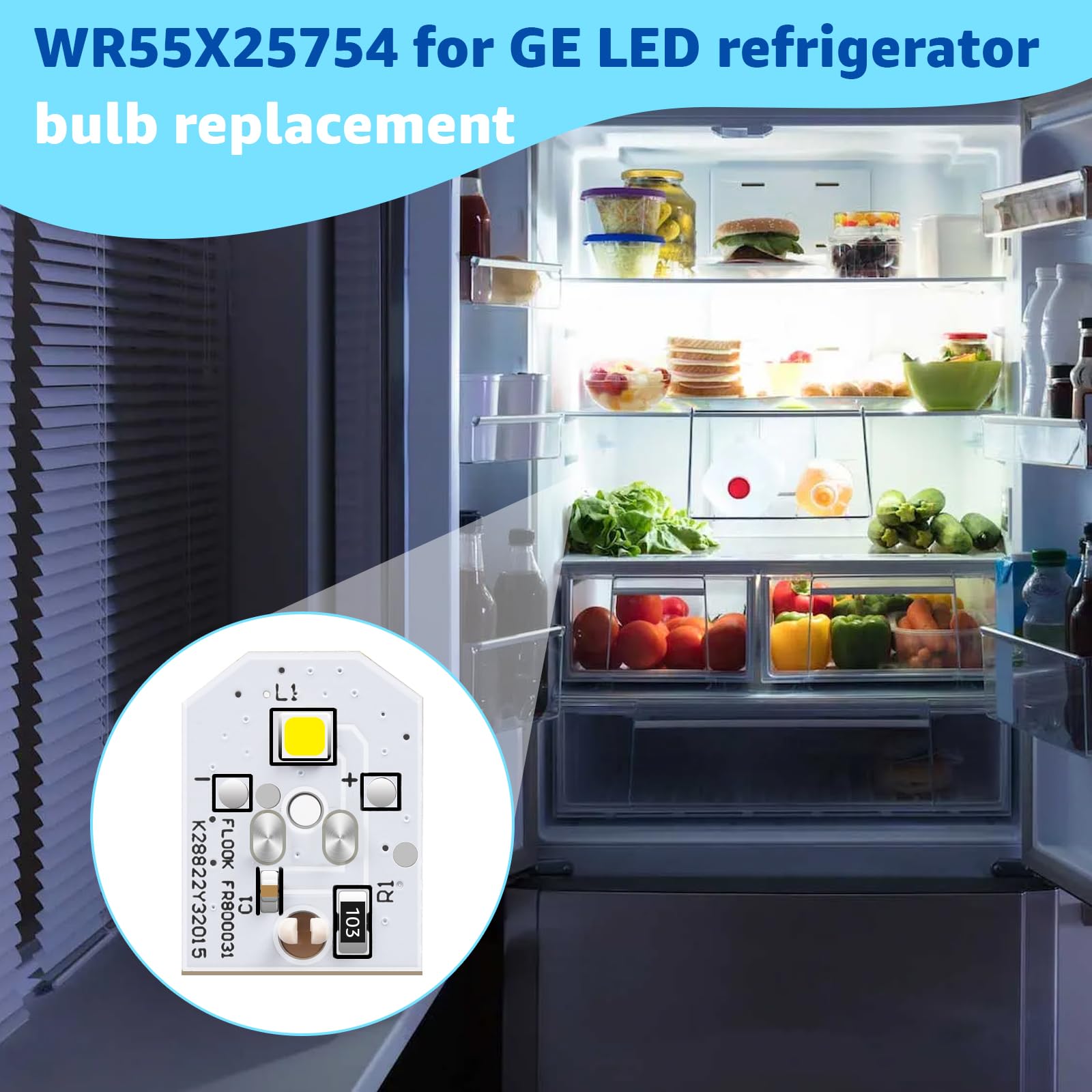 New WR55X11132 LED Light Replacement for GE Refrigerator Compatible with WR55X25754 WR55X26486 WR55X30602 EAP12172918 4590213 AP6261806 PS12172918,Excluding Plastic Cover(2PCS)