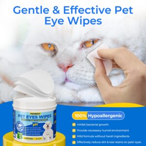 PUPMATE Eyes Wipes for Dogs & Cats | Face Tear Stain Remover | Gentle and pH Balanced | Aloe Pet Grooming Deodorizing Wipes for White Dogs Eye Debris, Discharge, Mucus, Crust 120pcs