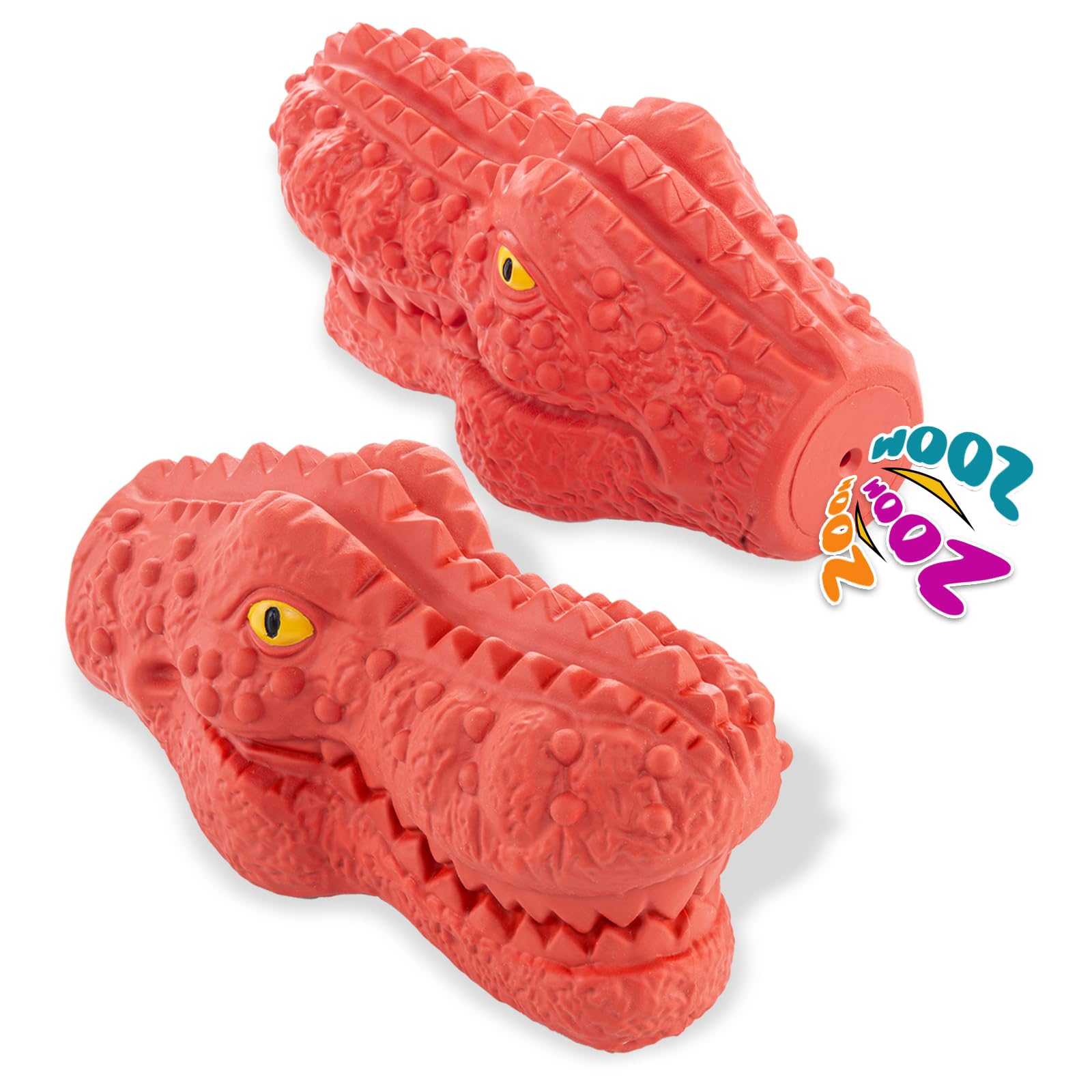 TSPRO Dinosaur Dog Chew Toys Interactive Dog Toy for Pets Increases IQ, Natural Rubber Dog Toys Squeaky for Teeth Cleaning and Training, for Aggressive Chewers （Dinosaur Red）