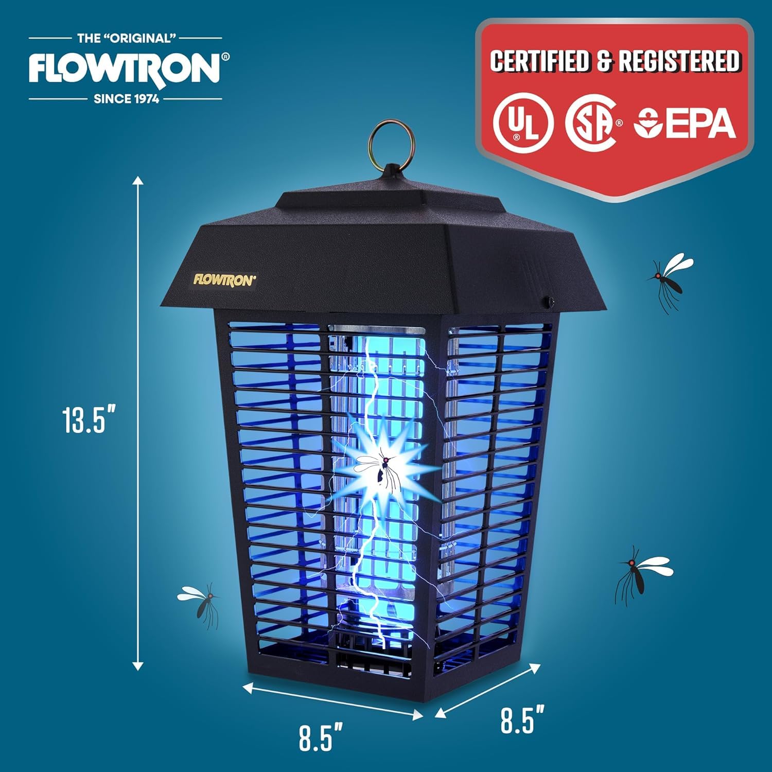 Flowtron Bug Zapper, 1 Acre of Outdoor Coverage with Powerful 40W Bulb & 5600V Instant Killing Grid, Mounting Bracket For Bug Zapper, Mosquito Attractant Cartridge & Replacement UV Bulb For Bug Zapper