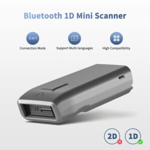 NetumScan Mini 1D Bluetooth Barcode Scanner, 3-in-1 Automatic CCD Wireless Barcode Reader for Inventory, Small Bar Code Scanner for POS, Computer, Tablet, iPhone, iPad, iOS, Android