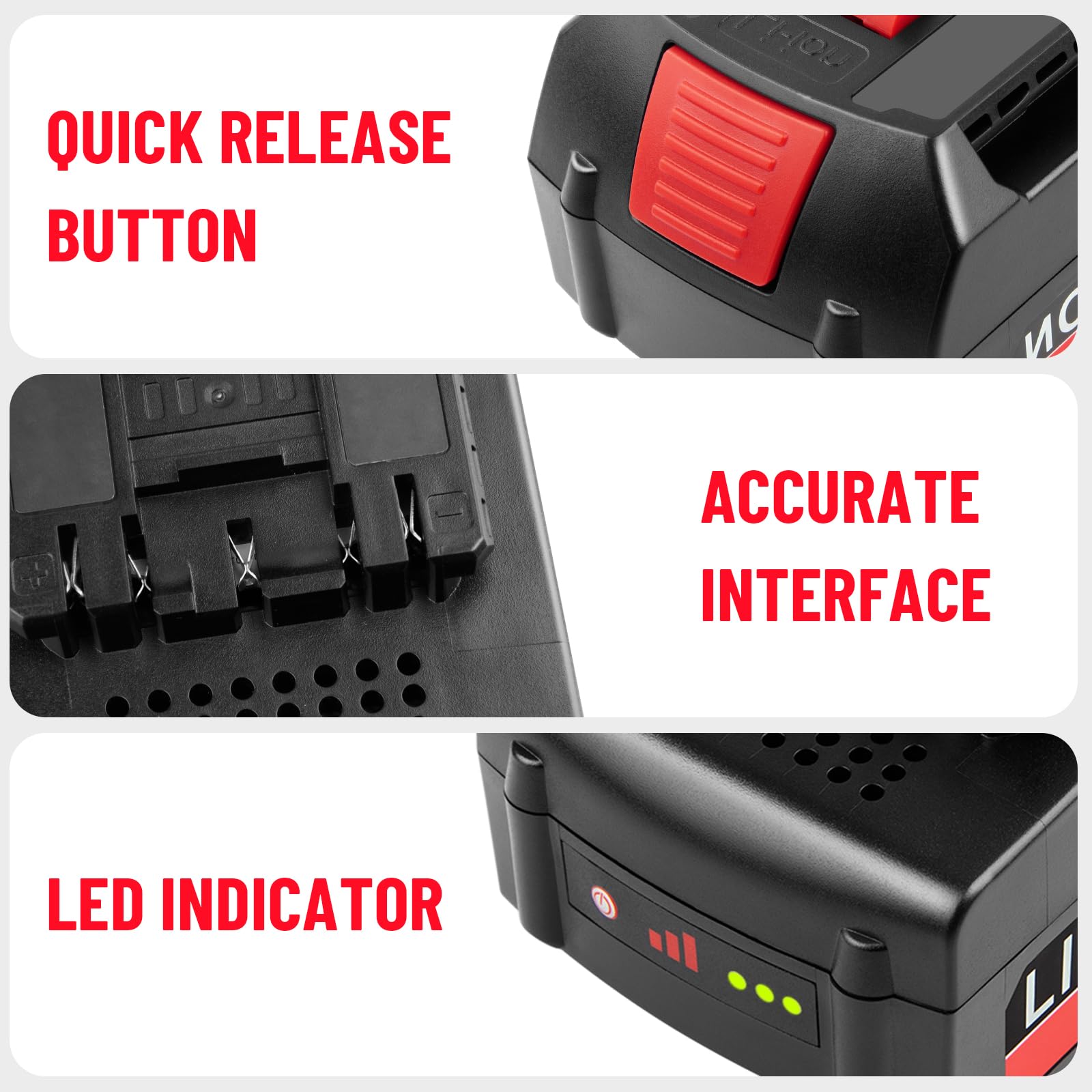 LabTEC 2-Pack 6.0Ah 18V Lithium Battery BAT609 and Battery Charger Kit Compatible with Bosch