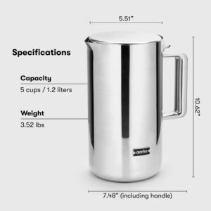 Aarke Kettle | Stainless Steel Hot Water Kettle | 360° Swivel Base | 1.2L / 5 Cups - Steel