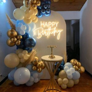 Blue Graduation Balloon Garland Arch Kit Metallic and Macaron Gold and Metallic for Birthday Party Decorations Wedding Bridal Baby Shower Ivory White