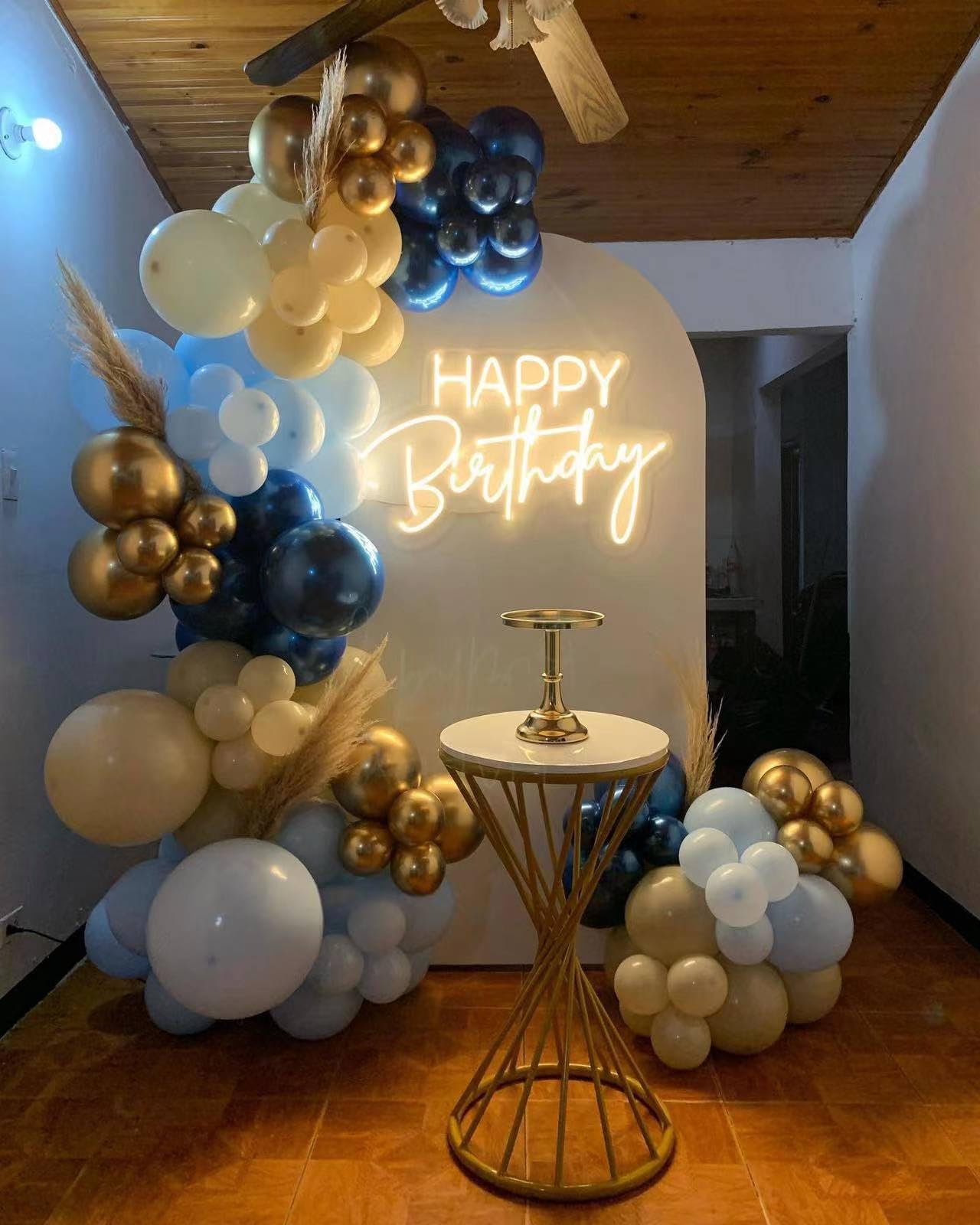 Blue Graduation Balloon Garland Arch Kit Metallic and Macaron Gold and Metallic for Birthday Party Decorations Wedding Bridal Baby Shower Ivory White