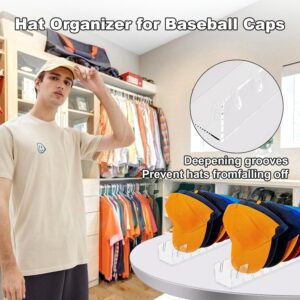 SGELMA 2024Hat Stand for Baseball Caps, 2 Pcs No Install Acrylic Hat Organizer for 14 Baseball Caps, Hat Racks for Baseball Caps Display and Organizer for Bedroom, Closet, Dresser, Office (open2)