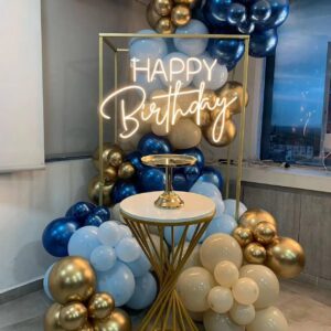 Blue Graduation Balloon Garland Arch Kit Metallic and Macaron Gold and Metallic for Birthday Party Decorations Wedding Bridal Baby Shower Ivory White