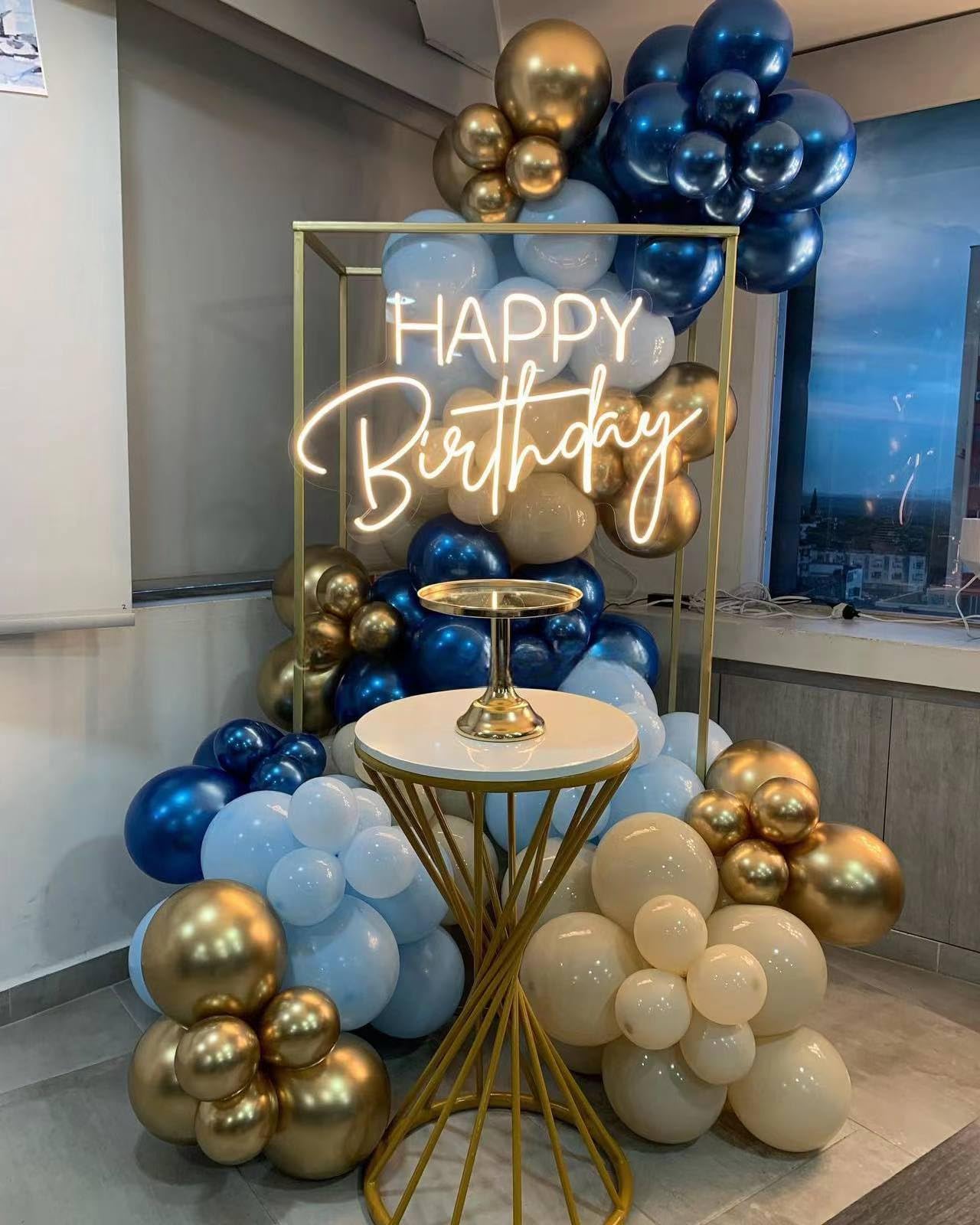 Blue Graduation Balloon Garland Arch Kit Metallic and Macaron Gold and Metallic for Birthday Party Decorations Wedding Bridal Baby Shower Ivory White