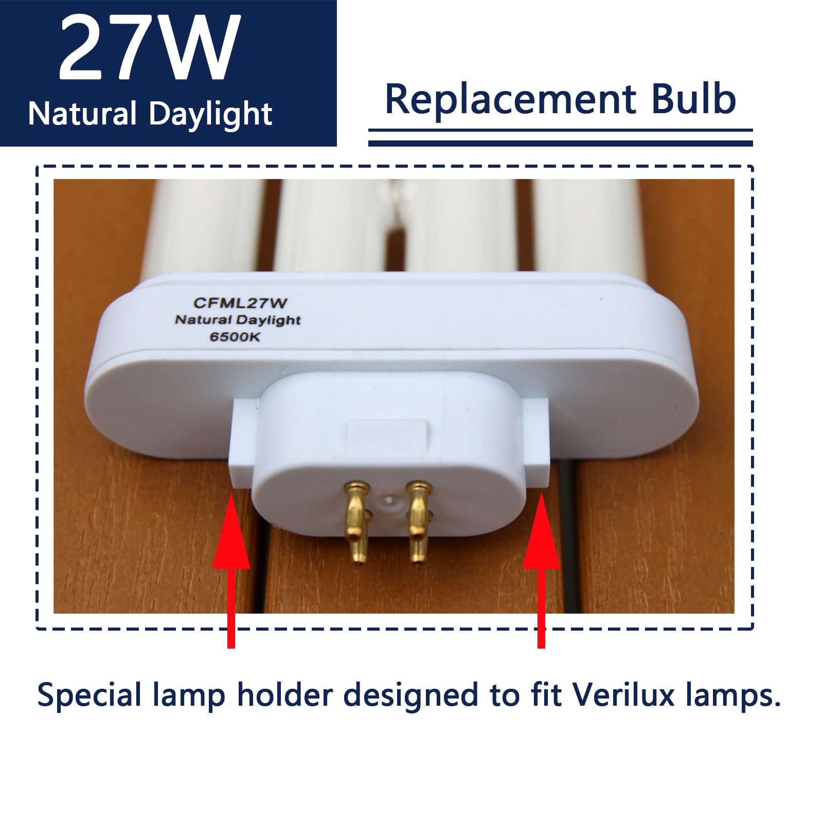 Valoisa (2 Pack CFML27W Natural Daylight Spectrum Fluorescent Light Bulb,Replacement for VERILUX CFML27VLX,6500K