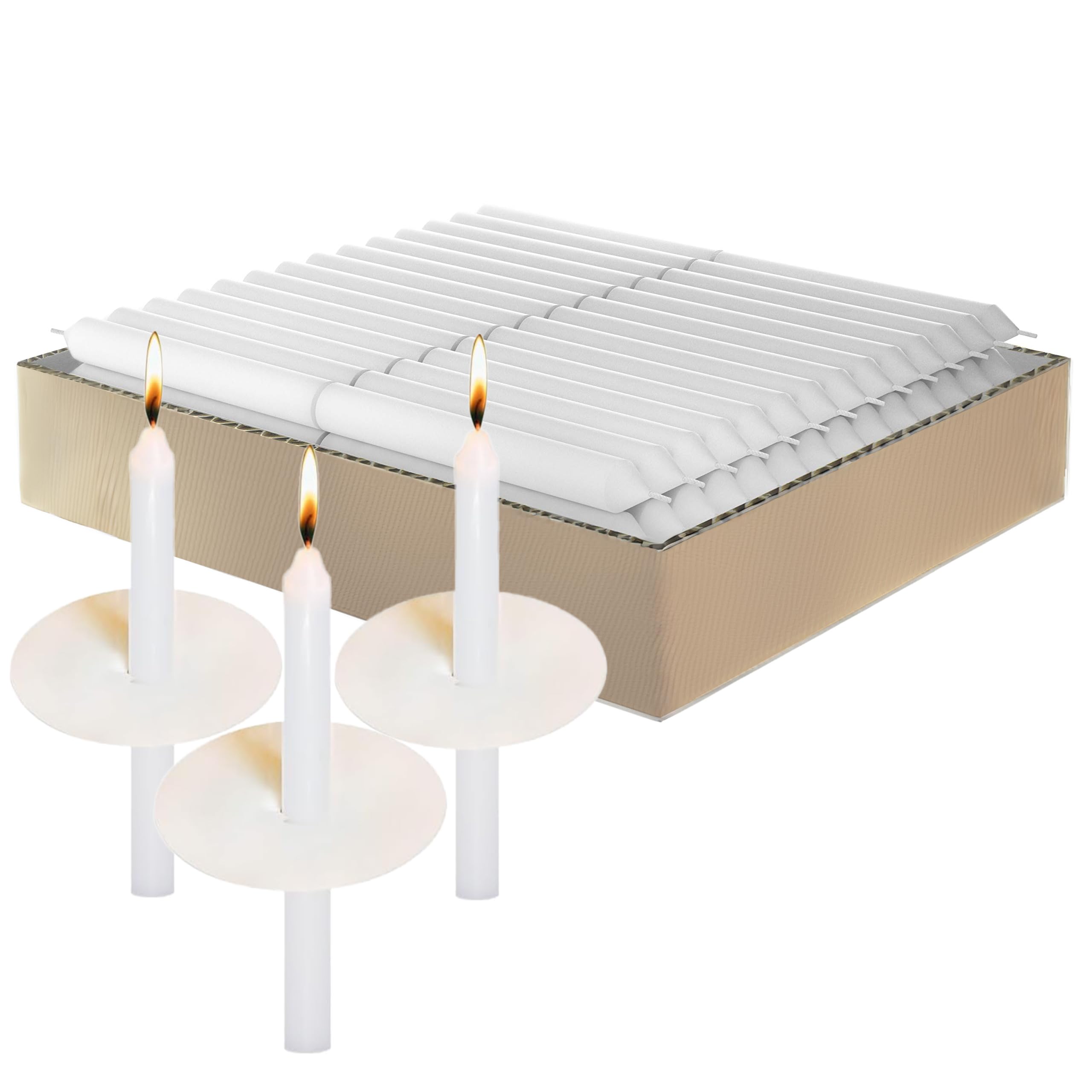 Simply Soson Vigil White Taper Candles Bulk - 112 Church Candles with drip Protectors - White Candles, Ritual Candles, Memorial Candles, Tapered Candles