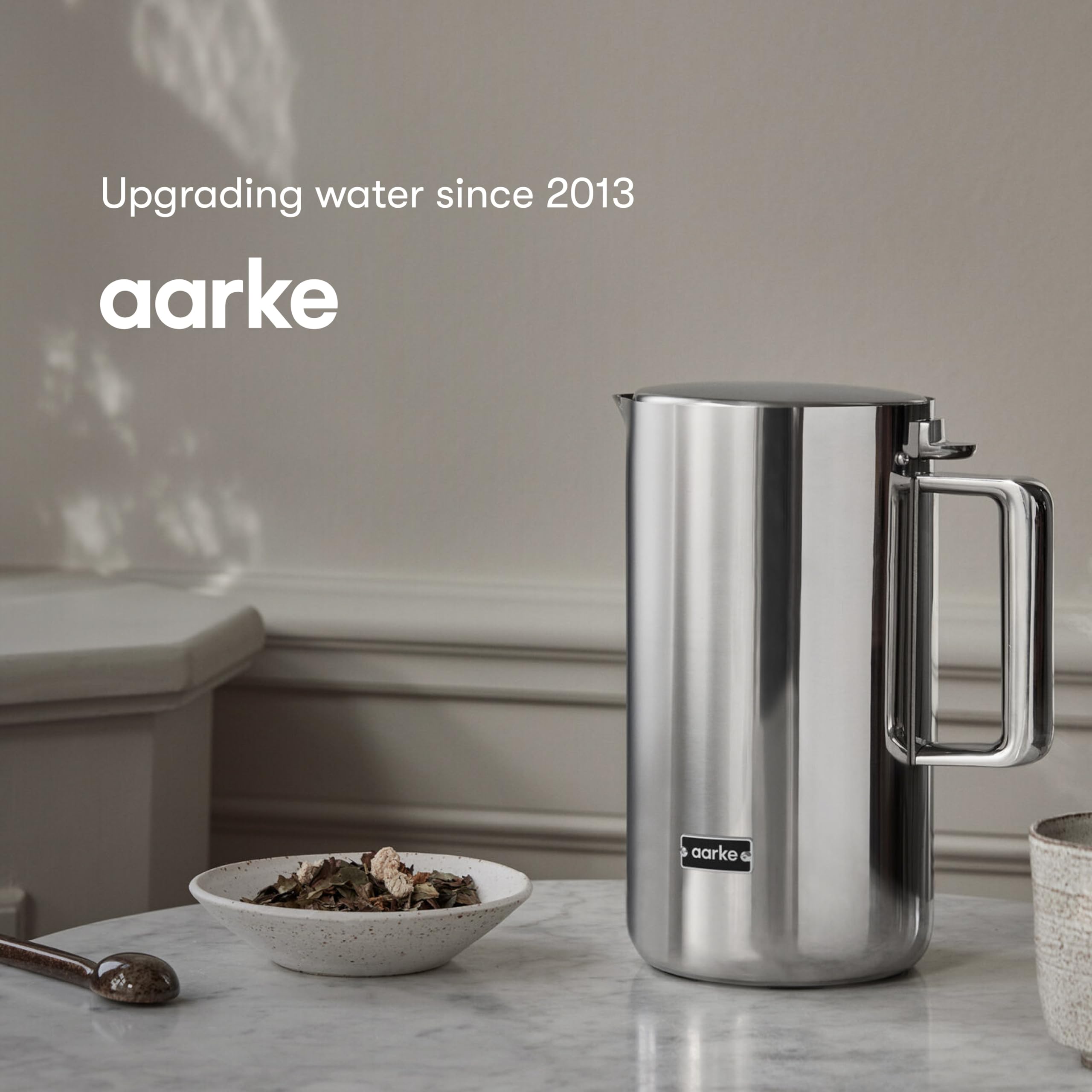 Aarke Kettle | Stainless Steel Hot Water Kettle | 360° Swivel Base | 1.2L / 5 Cups - Steel