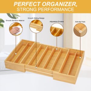 MinBoo Bamboo K Cup Holder for Drawer or Countertop Coffee Pod Holder Expandable K Cup Pod Storage Tea bag organizer K Cup Storage for Coffee Station Home Office and Kitchen