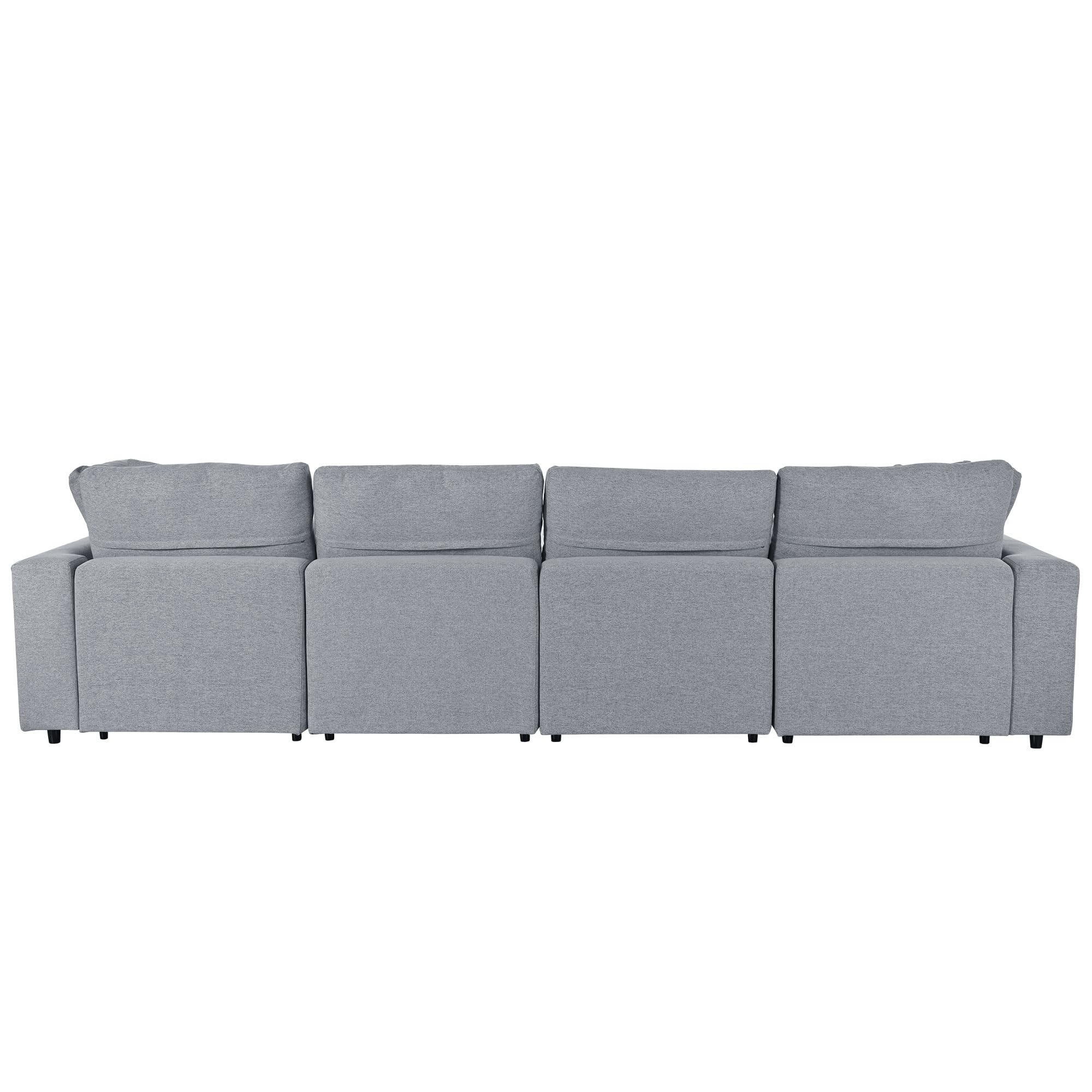 Merax Modern Large U-Shape Sectional Sofa Set, 2 Large Chaise with Removable Ottomans for Living Room, Grey