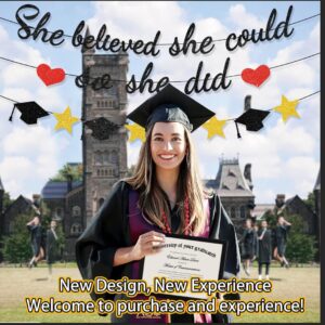 Unibday Graduation Decorations Class of 2024, She Believed She Could So She Did, Black Glitter Graduation Party Decorations 2024,Congrats Grad Bannerfor Congratulation Graduation Party