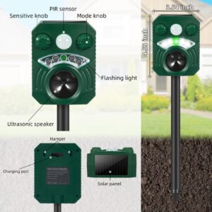 1Pcs Ultrasonic Animal Repellent Outdoor Solar Animal Repeller with Motion Sensor&LED Strobe Light Cat Repellent Outdoor Deer Repellent Devices Waterproof Dog Repellent Skunk Repellent for Yard Farm