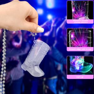 Cowgirl Boot Shot Glasses Set of 24 Light Up Plastic Shot Glasses Western Party Decorations Cowboy Shot Glasses Set with Necklace Party Cups for Party Favors Adults Bachelorette Birthday Carnival