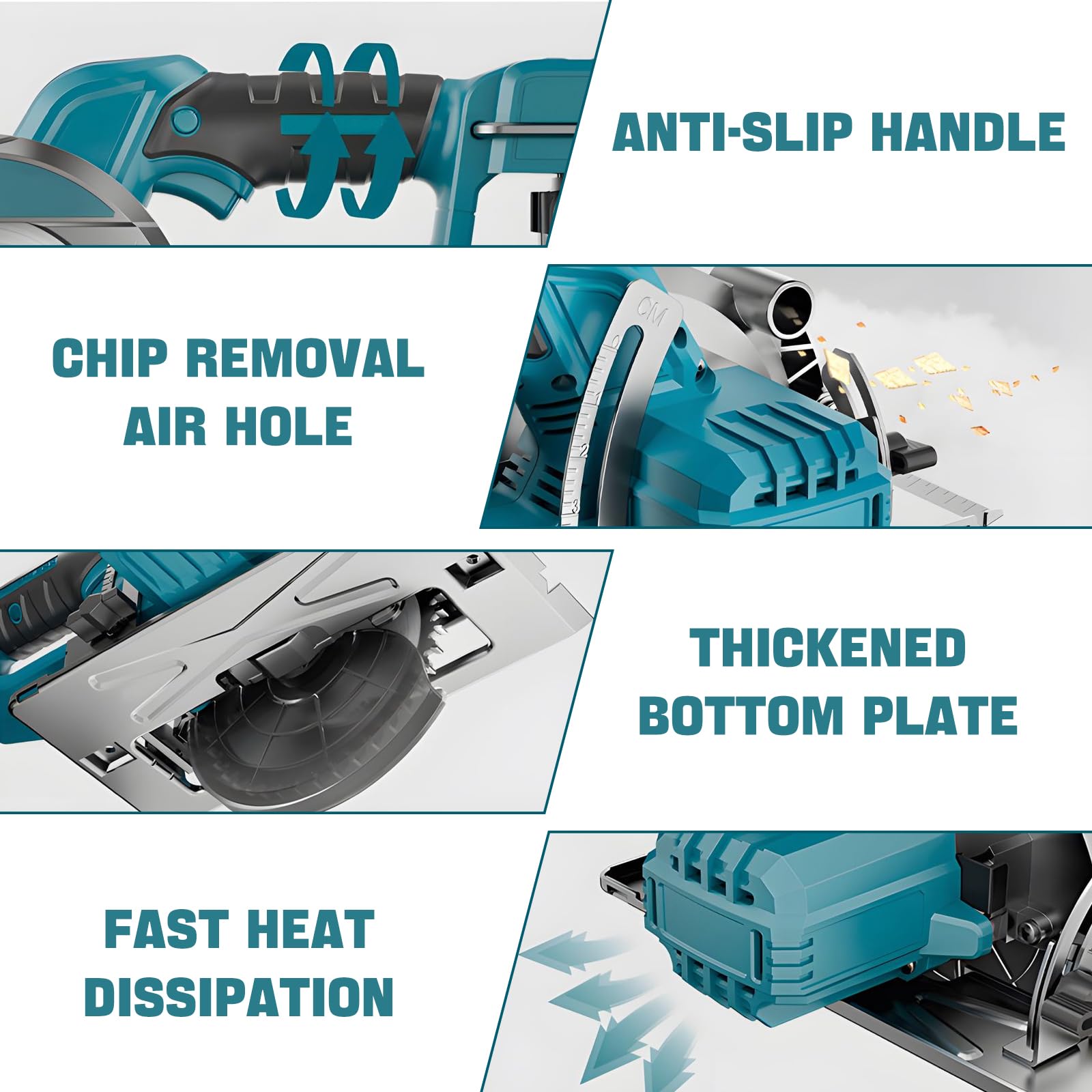 ZUYIYI 5-1/2" Cordless Circular Saw for Makita 18V Battery, Brushless 6600RPM Max Cutting Depth 2" (90°), Compact Tile Saw for Wood, Tile, Soft Metal, Plastic Cutting (NO Battery)