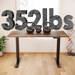 FLEXISPOT E6 Dual Motor 3 Stages Standing Desk 55x28 Inch Whole-Piece Board Electric Height Adjustable Desk Stand Up Desk Large Load Capacity(Black Frame + Special Walnut Desktop)