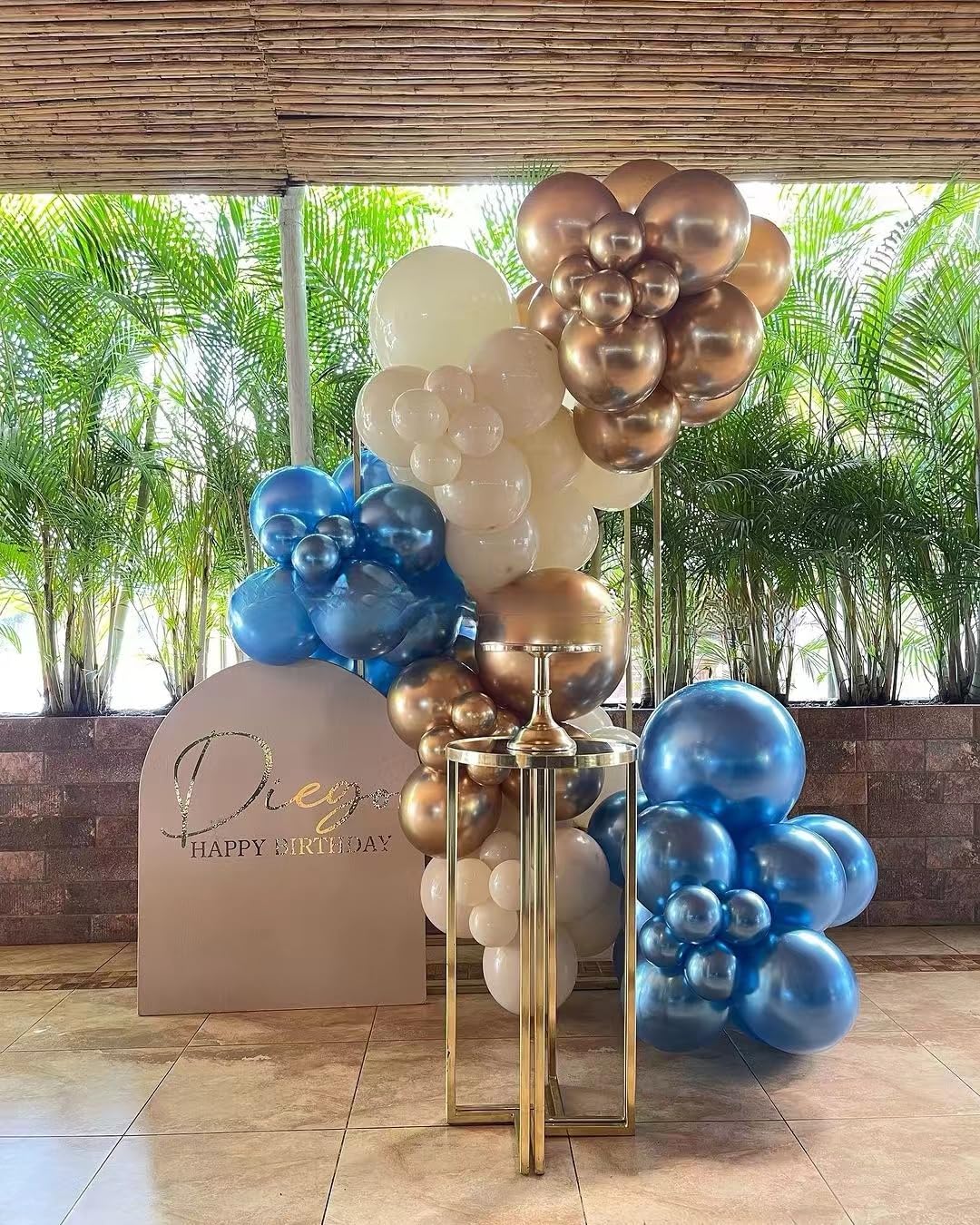 Blue Graduation Balloon Garland Arch Kit Metallic and Macaron Gold and Metallic for Birthday Party Decorations Wedding Bridal Baby Shower Ivory White