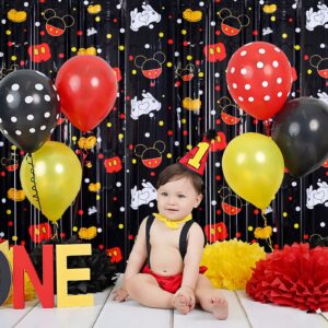 Bupelo Mickey Birthday Party Supplies, 2 Pack Mickey Theme Tinsel Foil Fringe Curtains,Cartoon Mouse Patterns Photo Booth Prop Backdrop Streamer, Mickey Birthday Party Decorations, Room Decor for Kids