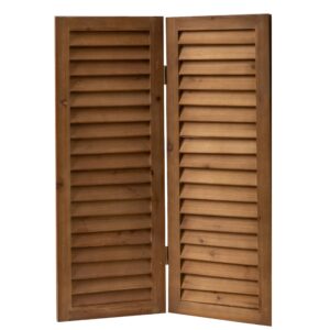 SOFE Wood Short Privacy Screen Indoor, 2.6 Ft Tall Shutters Folding Room Dividers 3 Panel, Brown Room Partitions and Dividers Freestanding, Farmhouse Foldable Wall for Home Bedroom Office