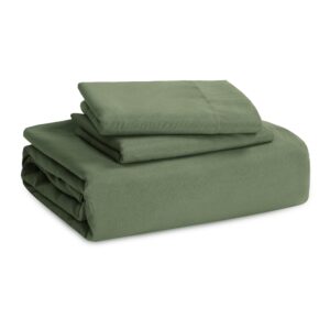 Bedsure Duvet Cover Queen Size with Fitted Sheet - Soft Prewashed Queen Duvet Cover Set, 4 Pieces, Includes 1 Duvet Cover 90x90 Inches with Zipper Closure, 2 Pillow Shams, 1 Fitted Sheet, Olive Green