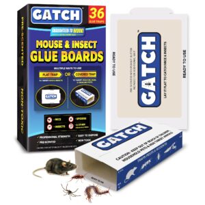 mouse & insect glue boards (12 pack), sticky mouse traps indoor for home, pre-baited glue traps for mice rodent rat bugs cockroach, adhesive roach traps indoor, house pet safe pest control