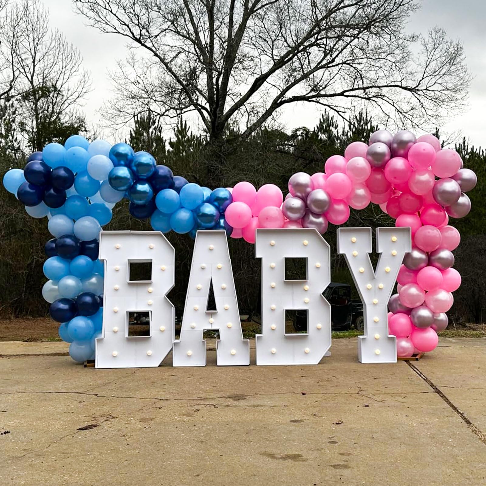 Pink Blue Balloon Arch Garland Kit, 152Pcs 18/10/5 Inch Gender Reveal Balloons, Metallic Blue Pink Mixed Party Balloons Pearl Blue Pink Balloons for Boys Girls Baby Shower Birthday Decoration